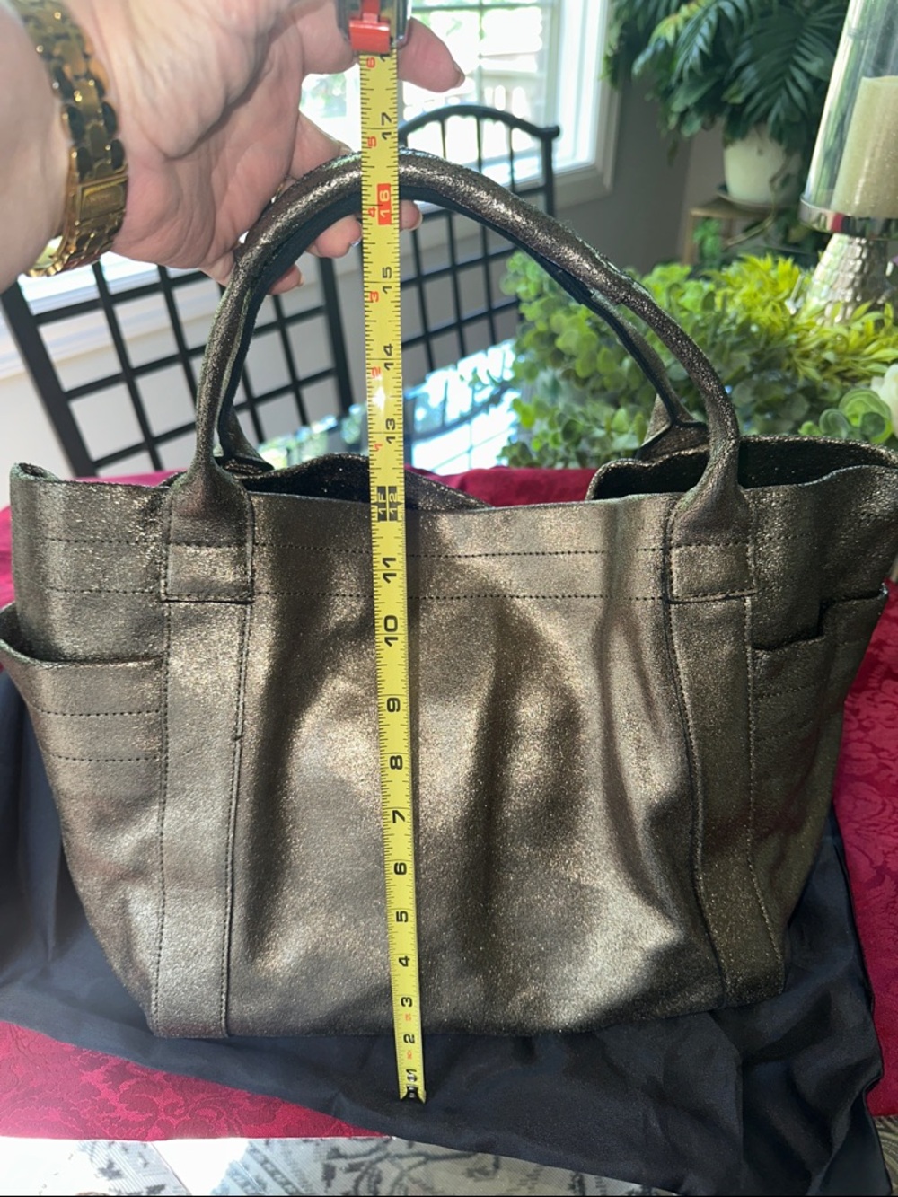 Anat Marín Metallic Bronze Leather Tote Bag NWOT